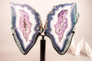 Natural Moss, Blue & White Banded Agate Butterfly Wings - E2D Crystals & Minerals