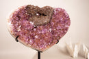 Purple Amethyst Heart with Galaxy Druzy Nest | Extra - Large Size - E2D Crystals & Minerals