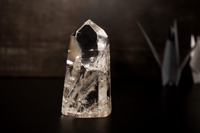Water - Clear Lemurian Quartz Obelisk Point from Diamantina – Small. AAA - Grade Crystal with Exceptional Transparency - 1.5 Lb - E2D Crystals & Minerals