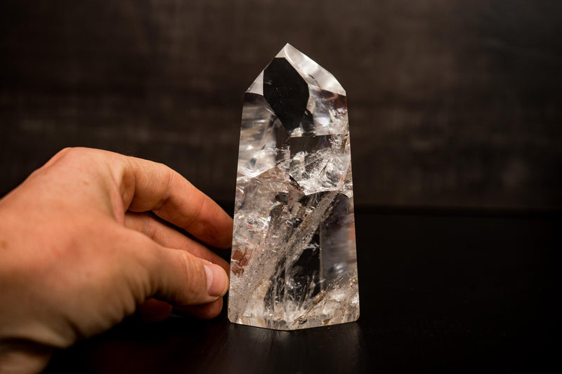 Water - Clear Lemurian Quartz Obelisk Point from Diamantina – Small. AAA - Grade Crystal with Exceptional Transparency - 1.5 Lb - E2D Crystals & Minerals
