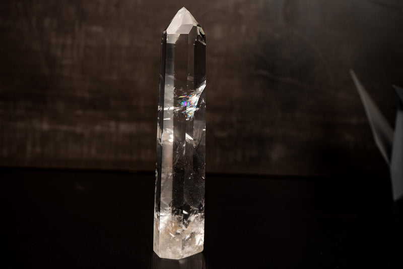 Tall Water - Clear Lemurian Quartz Obelisk Point from Diamantina – Crystal Quartz with Exceptional Transparency - 8.5 In. 1.5 Lb - E2D Crystals & Minerals