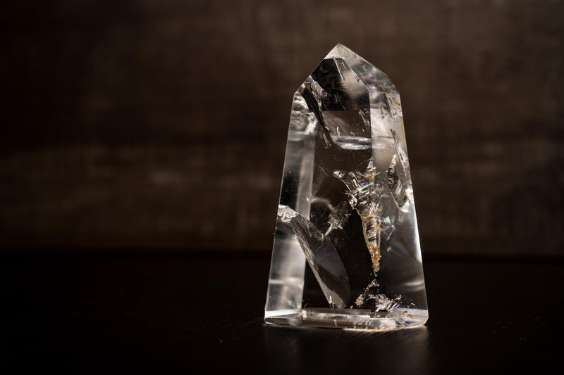 Water - Clear Lemurian Quartz Obelisk Point from Diamantina –. AAA - Grade Crystal with Exceptional Transparency and Multiple Rainbows - 1.3 Lb - E2D Crystals & Minerals