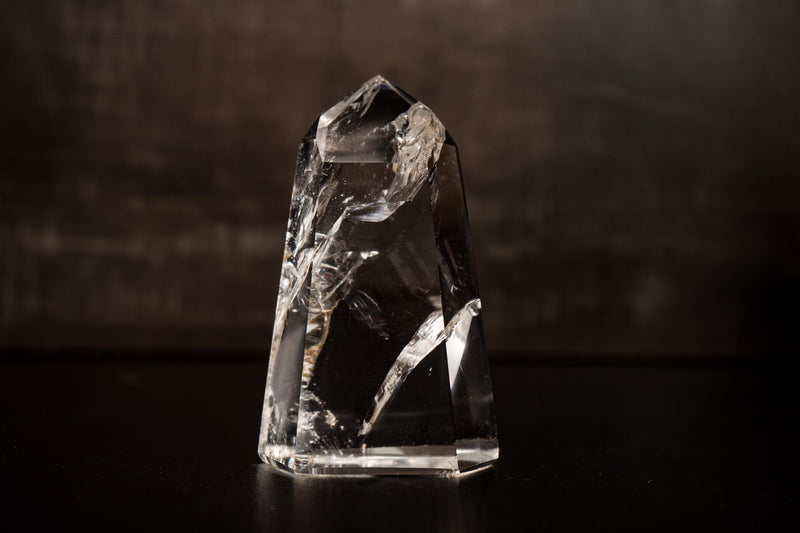 Water - Clear Lemurian Quartz Obelisk Point from Diamantina –. AAA - Grade Crystal with Exceptional Transparency and Multiple Rainbows - 1.3 Lb - E2D Crystals & Minerals