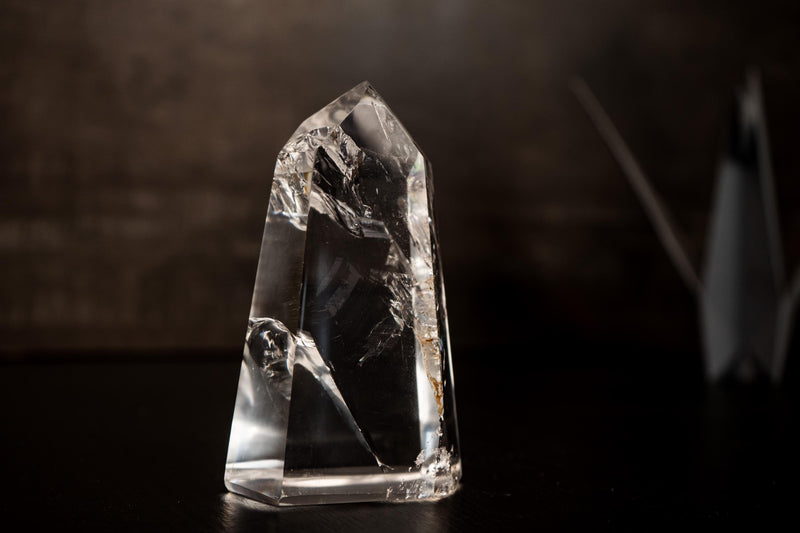 Water - Clear Lemurian Quartz Obelisk Point from Diamantina –. AAA - Grade Crystal with Exceptional Transparency and Multiple Rainbows - 1.3 Lb - E2D Crystals & Minerals