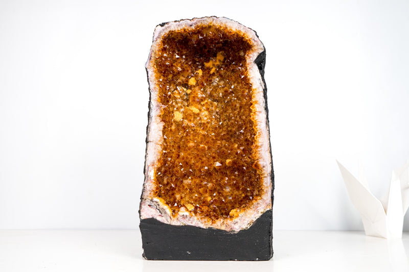 High - Grade Golden - Orange Citrine Geode Cathedral – Medium Size, Ethically Sourced, 29 lb - E2D Crystals & Minerals