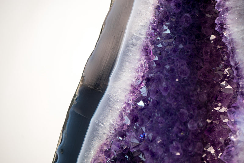 Exceptional Blue & White Lace Agate Geode with Sparkling Violet Amethyst Druzy - 15 In, 39.2 lb - E2D Crystals & Minerals