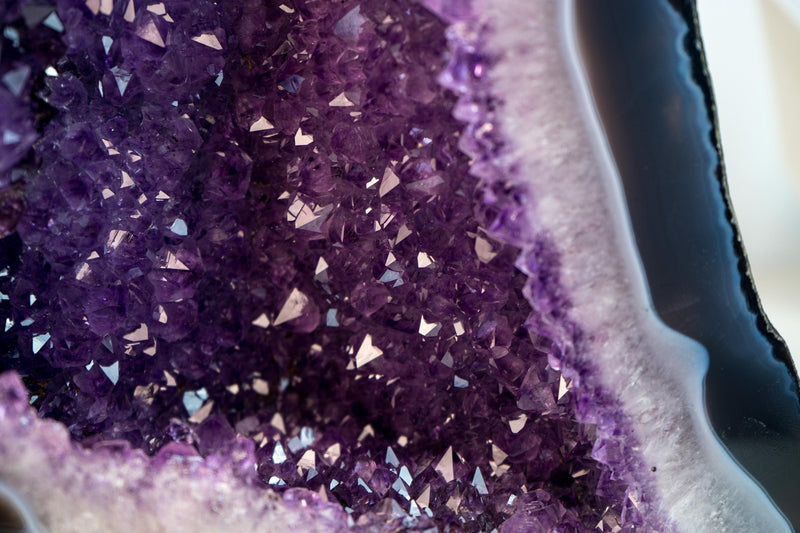 Exceptional Blue & White Lace Agate Geode with Sparkling Violet Amethyst Druzy - 15 In, 39.2 lb - E2D Crystals & Minerals