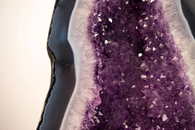 Rare Blue & White Lace Agate Geode with Sparkling Violet Amethyst Druzy - Super - Extra Grade - 16 In, 40 lb - E2D Crystals & Minerals