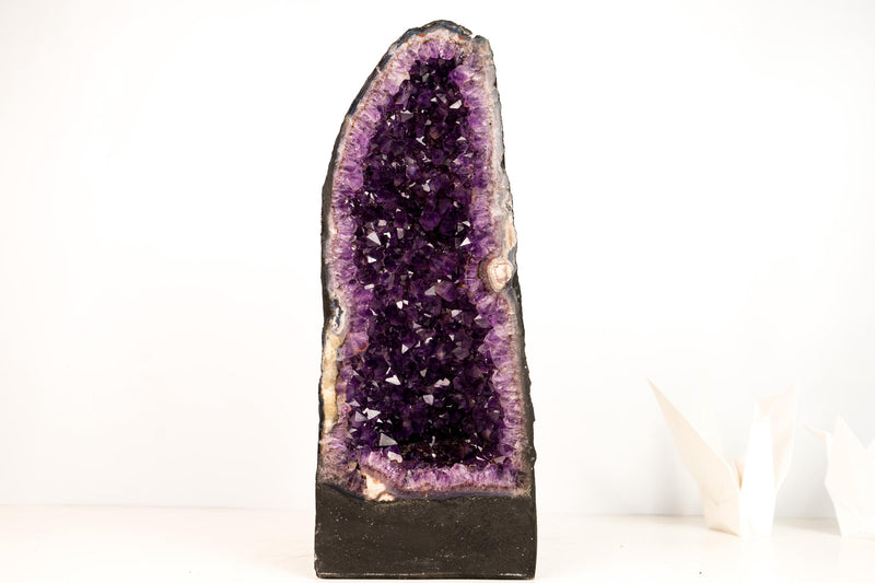 Stunning Amethyst Geode Cathedral with Large Sparkly Deep Violet - Purple Crystals - Medium Size: 33 lb - 19 In - E2D Crystals & Minerals