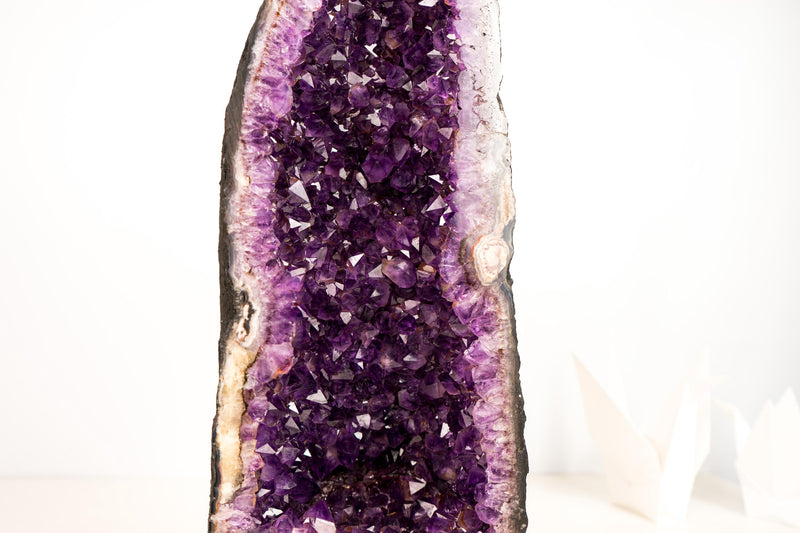 Stunning Amethyst Geode Cathedral with Large Sparkly Deep Violet - Purple Crystals - Medium Size: 33 lb - 19 In - E2D Crystals & Minerals