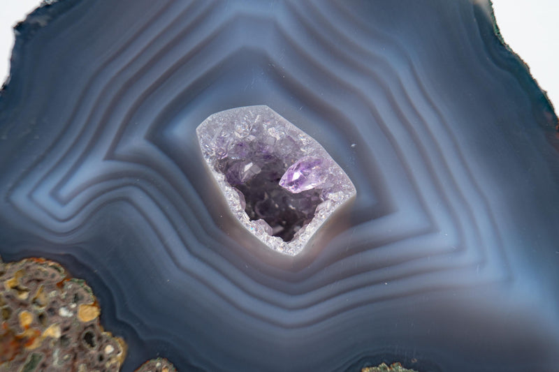 Rare Blue Lace Agate Geode – Intact Bookmatched Pair with Unique Geological Landscape Drawing - 4.3 Kg - 9.5 lb - E2D Crystals & Minerals