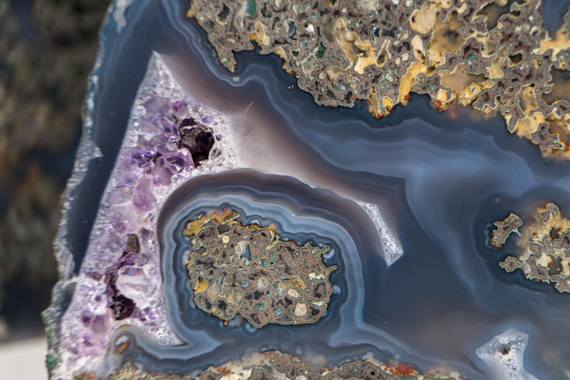 Rare Blue Lace Agate Geode – Intact Bookmatched Pair with Unique Geological Landscape Drawing - 4.3 Kg - 9.5 lb - E2D Crystals & Minerals
