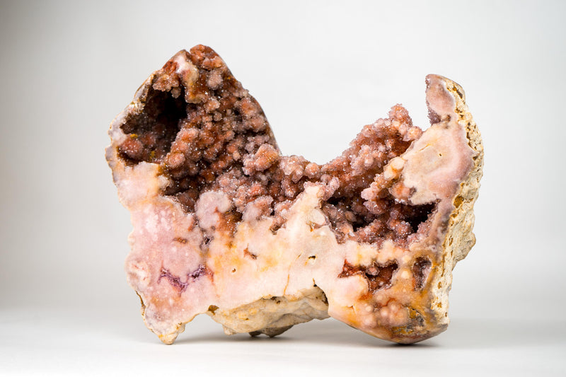 Sculptural Pink Amethyst Geode Specimen with Red Galaxy Druzy – with Natural Dog - Shaped Format, Self - Standing - 15 Lb. - E2D Crystals & Minerals