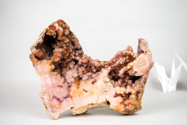 Sculptural Pink Amethyst Geode Specimen with Red Galaxy Druzy – with Natural Dog - Shaped Format, Self - Standing - 15 Lb. - E2D Crystals & Minerals