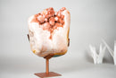 Rare Sculptural Pink Amethyst Geode with Red Druzy and Red Jasper on Custom Stand – 8.0 kg / 17.6 lb - E2D Crystals & Minerals