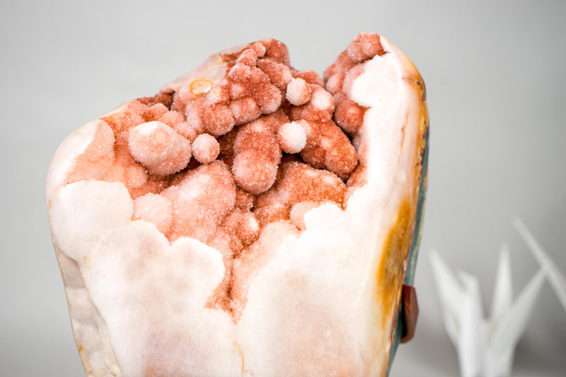 Rare Sculptural Pink Amethyst Geode with Red Druzy and Red Jasper on Custom Stand – 8.0 kg / 17.6 lb - E2D Crystals & Minerals