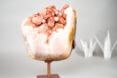 Rare Sculptural Pink Amethyst Geode with Red Druzy and Red Jasper on Custom Stand – 8.0 kg / 17.6 lb - E2D Crystals & Minerals