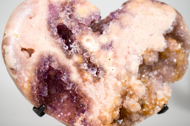 Rare Pink Amethyst Heart with Rose and Yellow Druzy, Ethically Sourced in Brazil - 5 Lb - E2D Crystals & Minerals