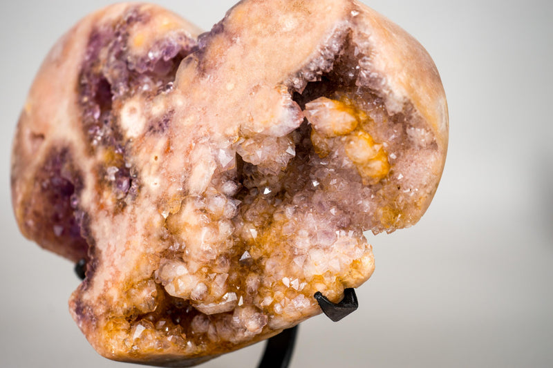 Rare Pink Amethyst Heart with Rose and Yellow Druzy, Ethically Sourced in Brazil - 5 Lb - E2D Crystals & Minerals