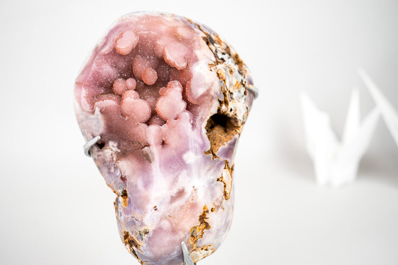 Natural Small Pink Amethyst Geode with Sparkly Galaxy Amethyst Druzy - E2D Crystals & Minerals
