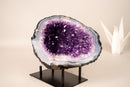 All - Natural Purple Amethyst Geode Framed by Polished Blue Lace Agate - Geode Cave Format - 6.2 Kg - 14 lb - E2D Crystals & Minerals