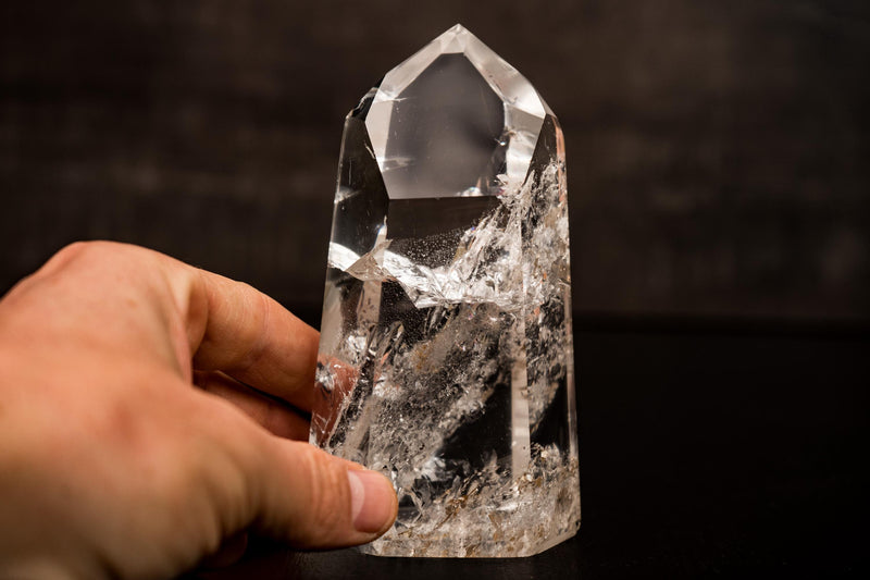 Water - Clear Lemurian Quartz Obelisk Point from Diamantina – Small. AAA - Grade Crystal with Exceptional Transparency - 1.5 Lb - E2D Crystals & Minerals