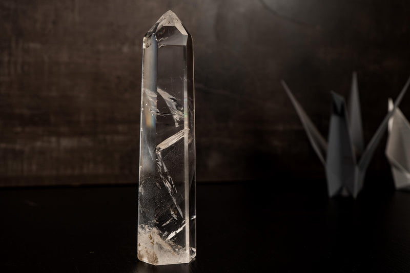 Tall Water - Clear Lemurian Quartz Obelisk Point from Diamantina – Crystal Quartz with Exceptional Transparency - 8.5 In. 1.5 Lb - E2D Crystals & Minerals