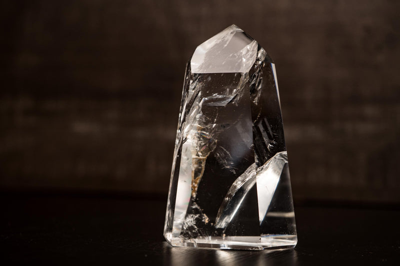 Water - Clear Lemurian Quartz Obelisk Point from Diamantina –. AAA - Grade Crystal with Exceptional Transparency and Multiple Rainbows - 1.3 Lb - E2D Crystals & Minerals