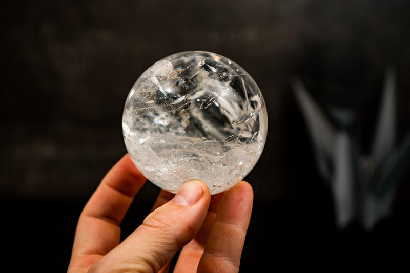 Natural Rainbow Generator Quartz Sphere – Super Extra - Grade Crystal Ball, from Diamantina, Brazil - 587g 75mm - E2D Crystals & Minerals