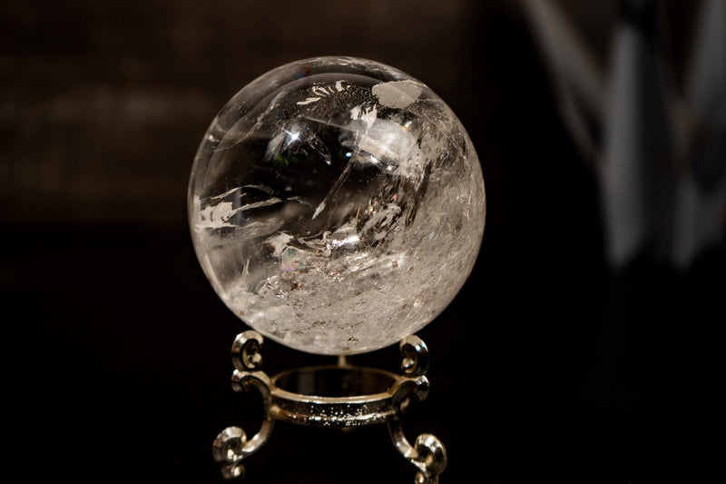 Natural Rainbow Generator Quartz Sphere – Super Extra - Grade Crystal Ball, from Diamantina, Brazil - 587g 75mm - E2D Crystals & Minerals