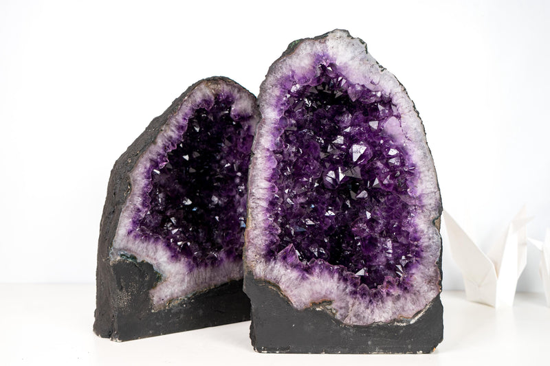 Pair of Deep Purple Amethyst Cathedral Geodes – Medium Size, Superior Quality, Ethically Sourced, 81 Lb - E2D Crystals & Minerals