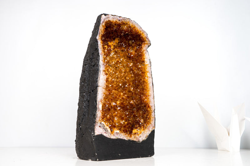 High - Grade Golden - Orange Citrine Geode Cathedral – Medium Size, Ethically Sourced, 29 lb - E2D Crystals & Minerals
