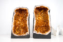 Bookmatching Pair of High - Grade Golden - Orange Citrine Geodes – Medium Sized Cathedral Shape, Ethically Sourced, 59 lb - E2D Crystals & Minerals