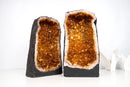 Bookmatching Pair of High - Grade Golden - Orange Citrine Geodes – Medium Sized Cathedral Shape, Ethically Sourced, 59 lb - E2D Crystals & Minerals