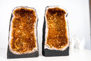 Bookmatching Pair of High - Grade Golden - Orange Citrine Geodes – Medium Sized Cathedral Shape, Ethically Sourced, 59 lb - E2D Crystals & Minerals
