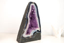 Rare Bookmatching Pair of Blue & White Lace Agate Geodes with Sparkling Violet Amethyst Druzy - Super - Extra Grade - 79 lb - E2D Crystals & Minerals