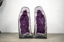 Pair of Natural Galaxy Purple Amethyst Geodes with Sparkling Violet Color - E2D Crystals & Minerals