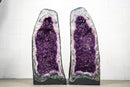 Pair of Natural Galaxy Purple Amethyst Geodes with Sparkling Violet Color - E2D Crystals & Minerals