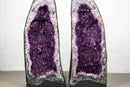 Pair of Natural Galaxy Purple Amethyst Geodes with Sparkling Violet Color - E2D Crystals & Minerals