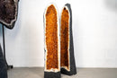 Pair of Straight, Tall Citrine Cathedral Geodes with Sparkling Golden - Orange Crystals - E2D Crystals & Minerals