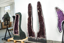 Pair of Tall Dark Purple Amethyst Cathedral Geodes – 5.54 Ft Tall - E2D Crystals & Minerals