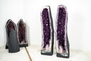 Pair of Large Amethyst Cathedral Geodes with Jelly Purple Druzy - E2D Crystals & Minerals