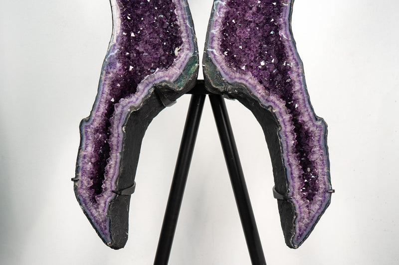 Sculptural Amethyst Geode Wings – 6.5 Ft Tall Butterfly Formation - E2D Crystals & Minerals