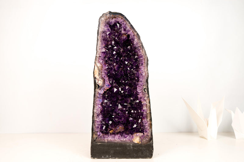 Pair of Stunning Amethyst Geode Cathedrals with Large Sparkly Deep Violet - Purple Crystals - Medium Size: 63 lb - 19 In - E2D Crystals & Minerals