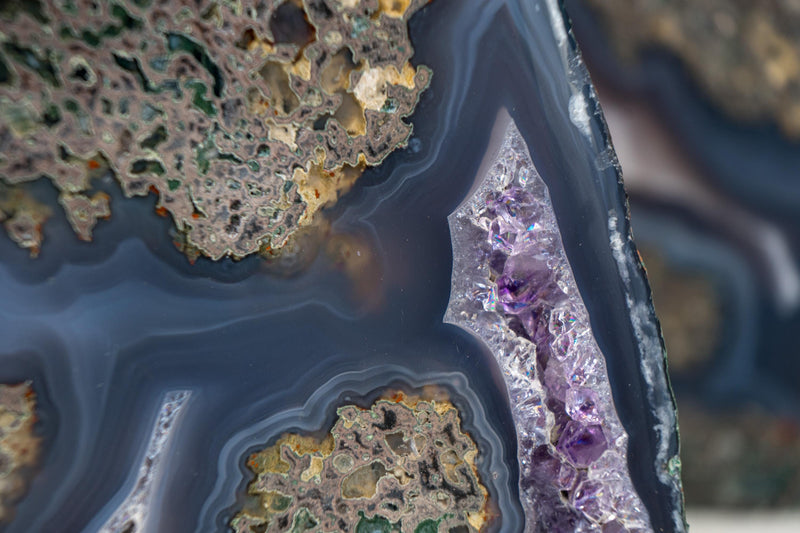 Rare Blue Lace Agate Geode – Intact Bookmatched Pair with Unique Geological Landscape Drawing - 4.3 Kg - 9.5 lb - E2D Crystals & Minerals