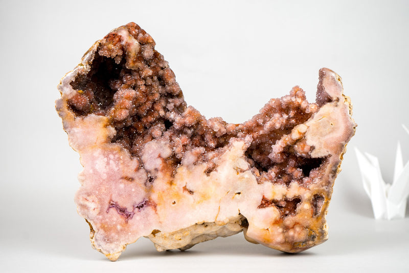 Sculptural Pink Amethyst Geode Specimen with Red Galaxy Druzy – with Natural Dog - Shaped Format, Self - Standing - 15 Lb. - E2D Crystals & Minerals