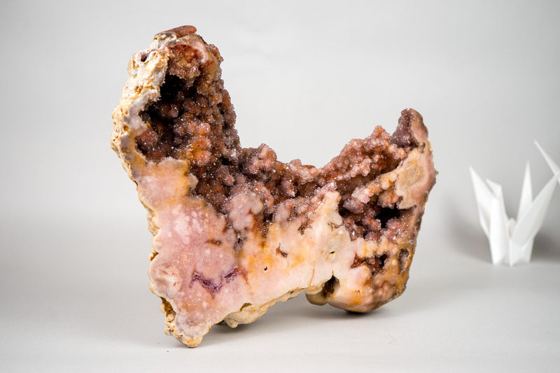 Sculptural Pink Amethyst Geode Specimen with Red Galaxy Druzy – with Natural Dog - Shaped Format, Self - Standing - 15 Lb. - E2D Crystals & Minerals