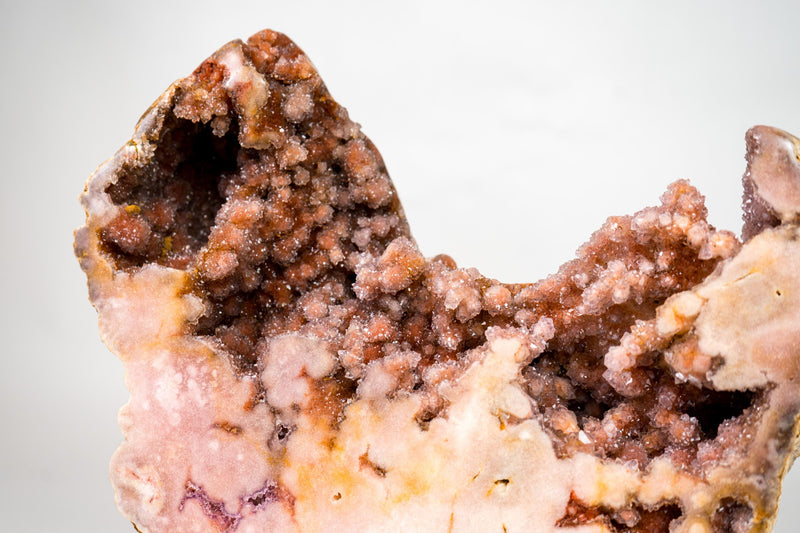 Sculptural Pink Amethyst Geode Specimen with Red Galaxy Druzy – with Natural Dog - Shaped Format, Self - Standing - 15 Lb. - E2D Crystals & Minerals