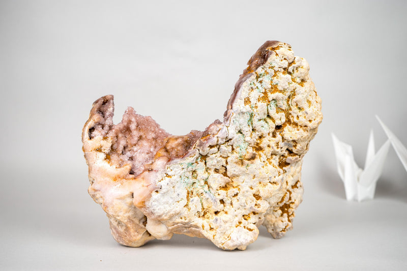 Sculptural Pink Amethyst Geode Specimen with Red Galaxy Druzy – with Natural Dog - Shaped Format, Self - Standing - 15 Lb. - E2D Crystals & Minerals