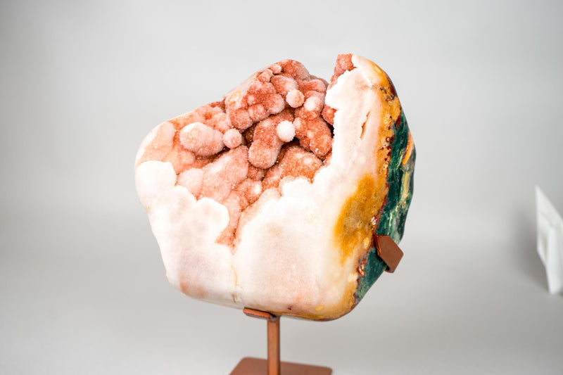 Rare Sculptural Pink Amethyst Geode with Red Druzy and Red Jasper on Custom Stand – 8.0 kg / 17.6 lb - E2D Crystals & Minerals